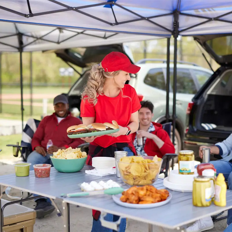 Heavy-Duty Camp Slim-Fold Table XL - Choice 651 - Heavy-Duty Stainless Steel Camp Cooking Gear Detail