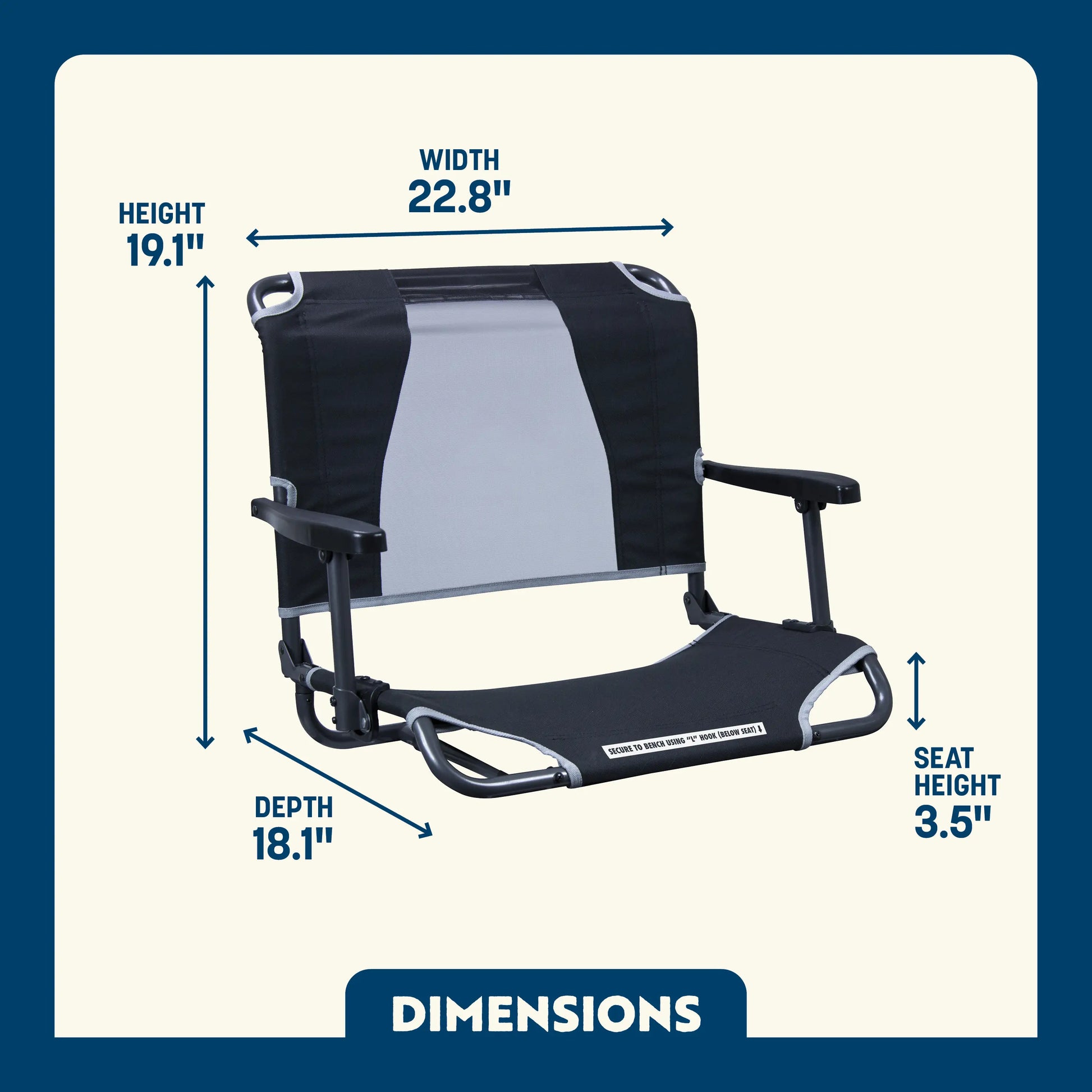 Bleacher-Friendly Big Comfort Stadium Chair with Armrests - Choice 465 - Ergonomic Portable Stadium Seat for Sports Events Detail