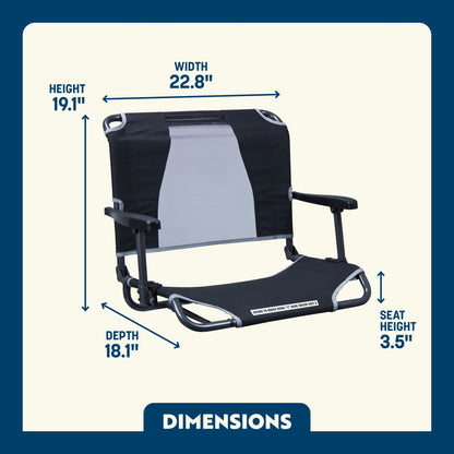 Bleacher-Friendly Big Comfort Stadium Chair with Armrests - Choice 465 - Ergonomic Portable Stadium Seat for Sports Events Detail