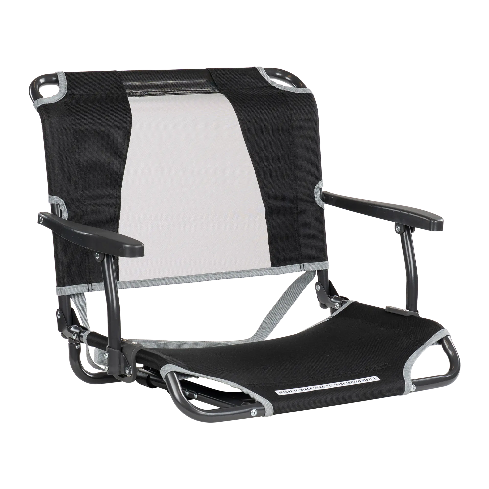 Bleacher-Friendly Big Comfort Stadium Chair with Armrests - Choice 465 - Ergonomic Portable Stadium Seat for Sports Events - Black