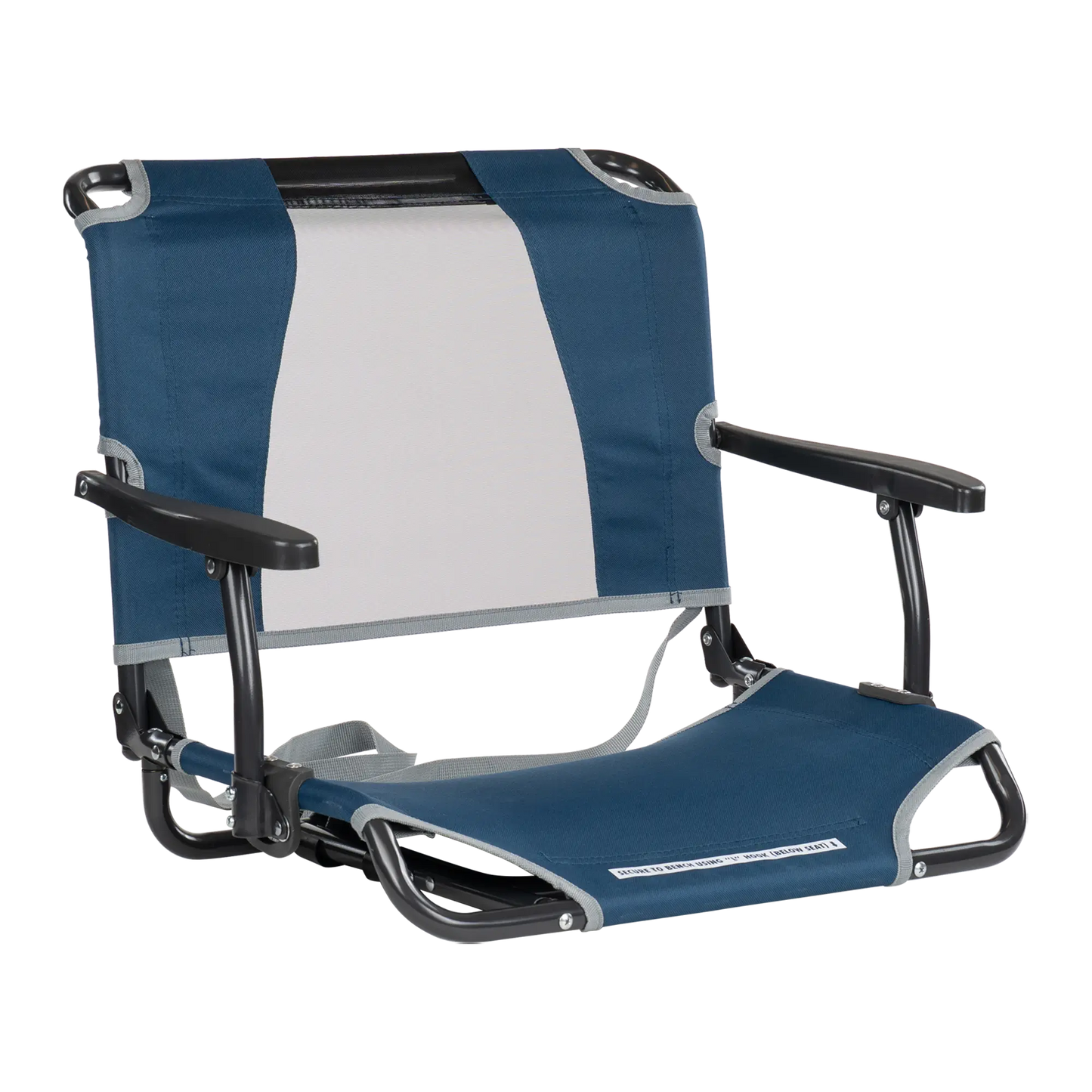 Bleacher-Friendly Big Comfort Stadium Chair with Armrests - Choice 465 - Ergonomic Portable Stadium Seat for Sports Events - Navy