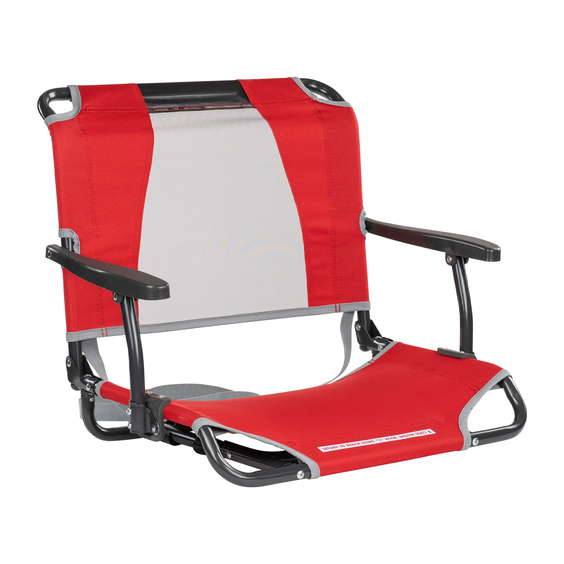 Bleacher-Friendly Big Comfort Stadium Chair with Armrests - Choice 465 - Ergonomic Portable Stadium Seat for Sports Events - Red