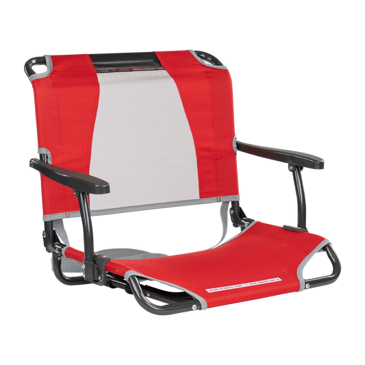 Bleacher-Friendly Big Comfort Stadium Chair with Armrests - Choice 465 - Ergonomic Portable Stadium Seat for Sports Events - Red