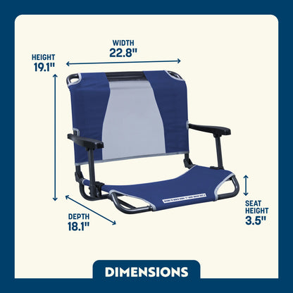 Bleacher-Friendly Big Comfort Stadium Chair with Armrests - Choice 465 - Ergonomic Portable Stadium Seat for Sports Events Detail