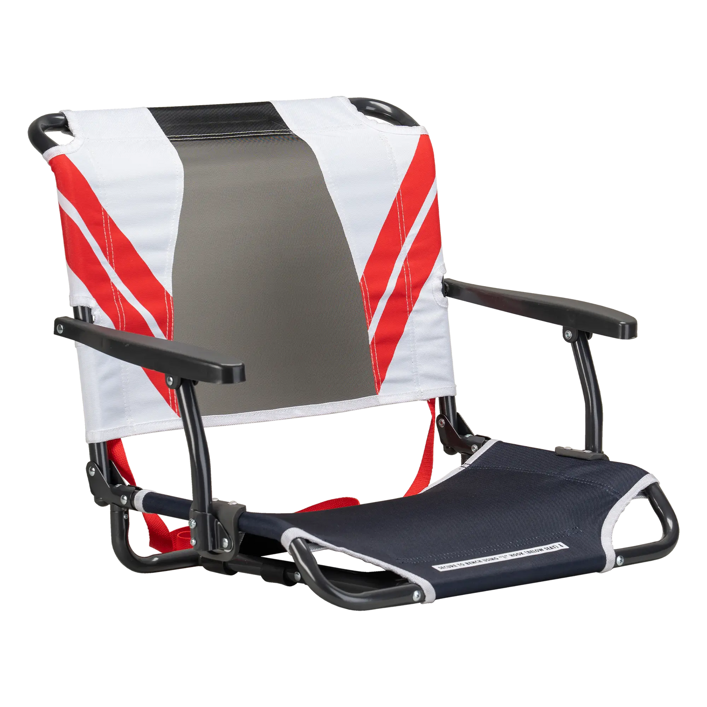 Bleacher-Friendly Big Comfort Stadium Chair with Armrests - Choice 465 - Ergonomic Portable Stadium Seat for Sports Events - Indigo/White/Red