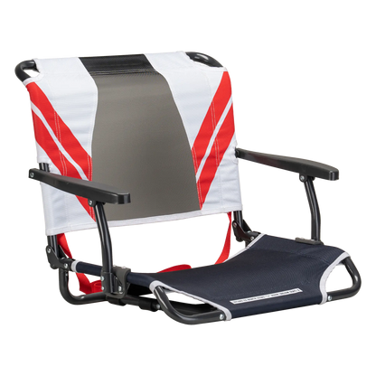 Bleacher-Friendly Big Comfort Stadium Chair with Armrests - Choice 465 - Ergonomic Portable Stadium Seat for Sports Events - Indigo/White/Red