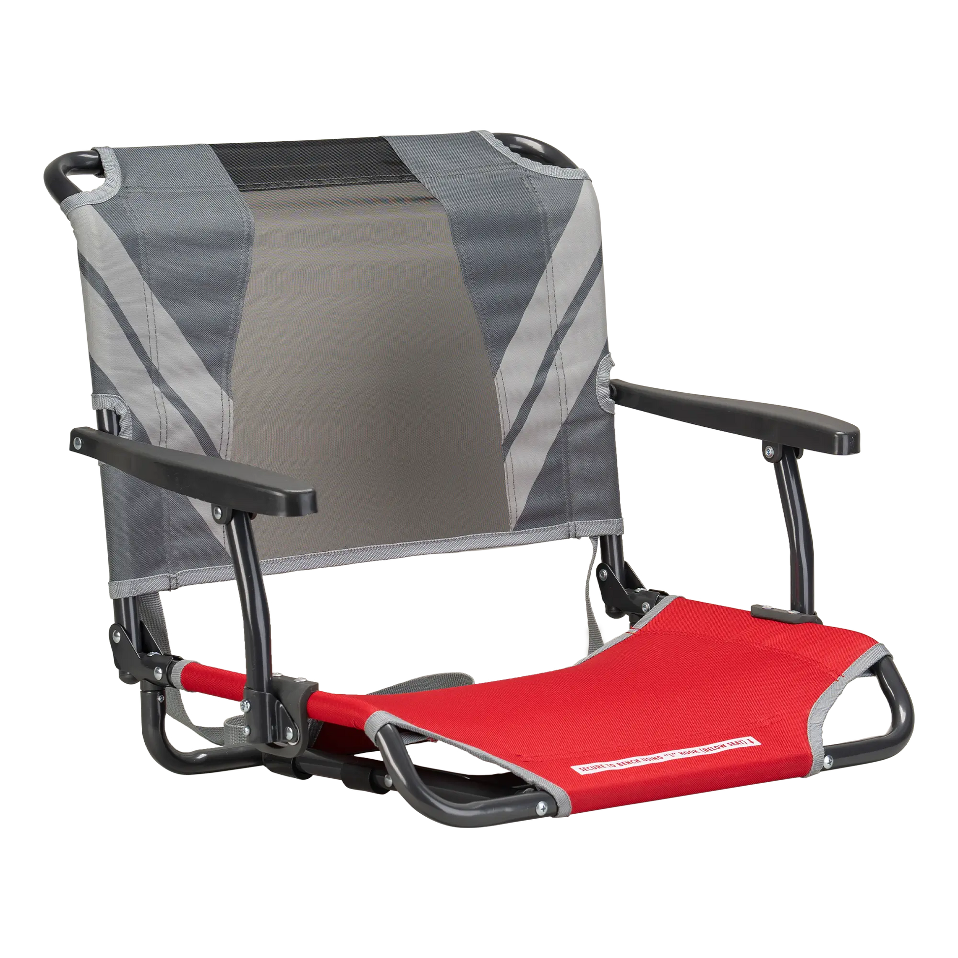 Bleacher-Friendly Big Comfort Stadium Chair with Armrests - Choice 465 - Ergonomic Portable Stadium Seat for Sports Events - Red/Gray