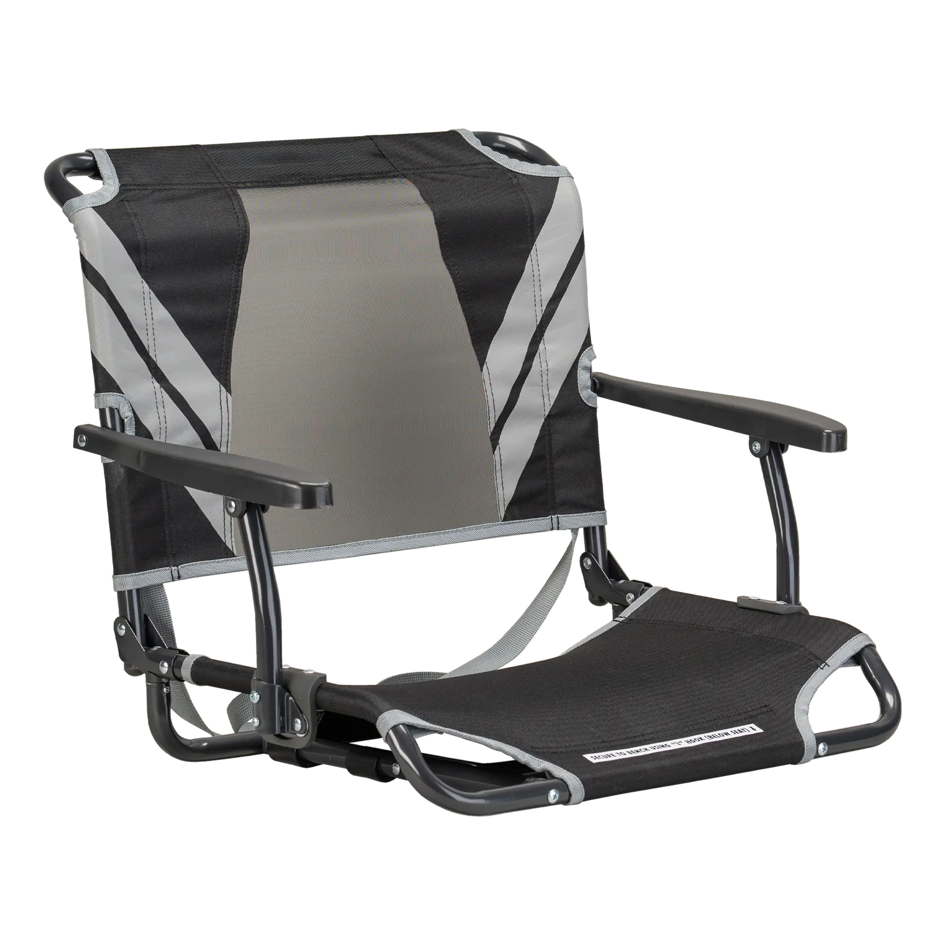Bleacher-Friendly Big Comfort Stadium Chair with Armrests - Choice 465 - Ergonomic Portable Stadium Seat for Sports Events - Black/Gray