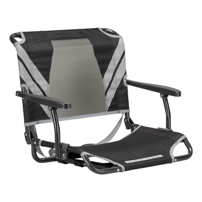 Bleacher-Friendly Big Comfort Stadium Chair with Armrests - Choice 465 - Ergonomic Portable Stadium Seat for Sports Events - Black/Gray