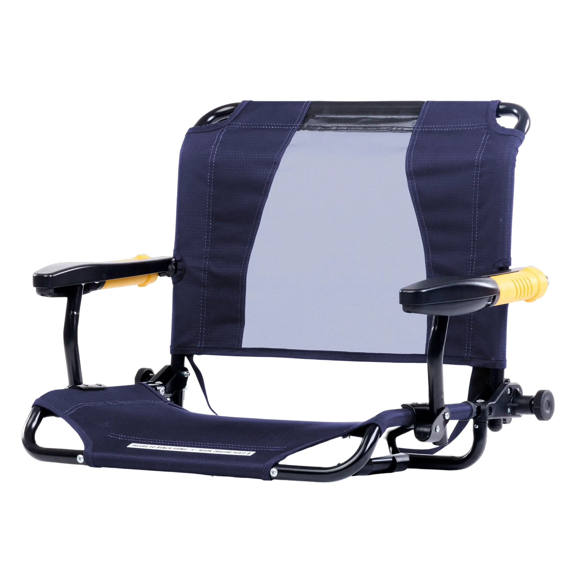 Secure-Hook Stadium Rock-Cliner - Choice 540 - Grandstand Cushion Seat with Secure Under-Bench Hooks Detail