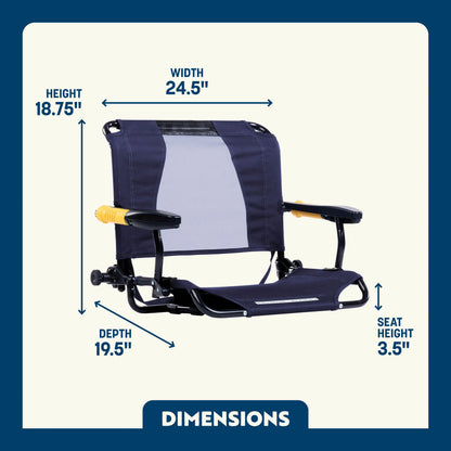 Secure-Hook Stadium Rock-Cliner - Choice 540 - Grandstand Cushion Seat with Secure Under-Bench Hooks Detail