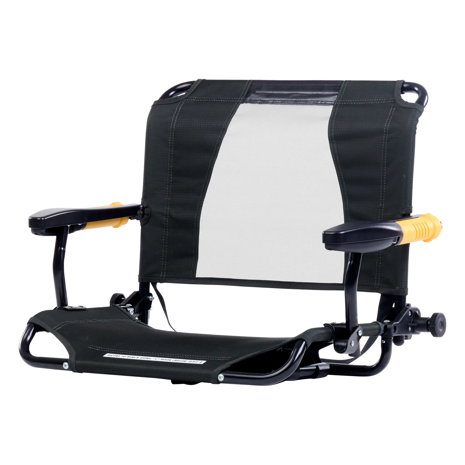 Secure-Hook Stadium Rock-Cliner - Choice 540 - Grandstand Cushion Seat with Secure Under-Bench Hooks Detail