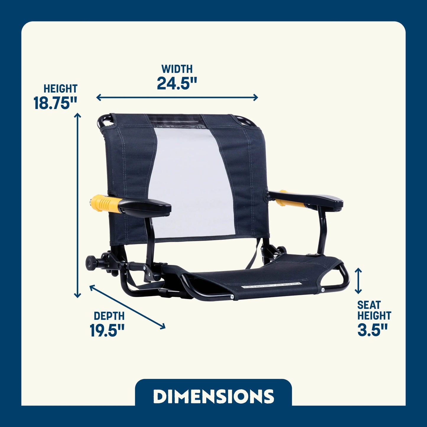 Secure-Hook Stadium Rock-Cliner - Choice 540 - Grandstand Cushion Seat with Secure Under-Bench Hooks Detail
