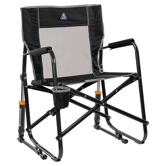 Premium All-Weather Freestyle Rocker - Choice 711 - Patented Spring-Action Rocking Chair for Camping - Black