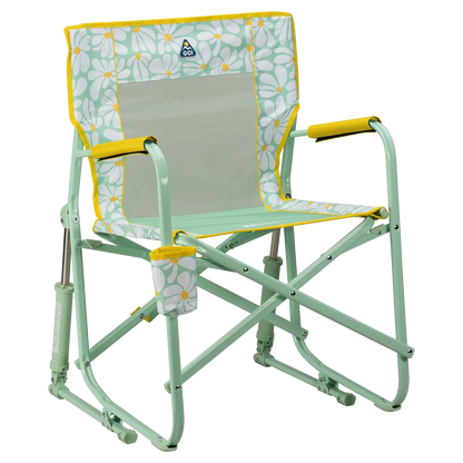 Premium All-Weather Freestyle Rocker - Choice 711 - Patented Spring-Action Rocking Chair for Camping - Green/Yellow