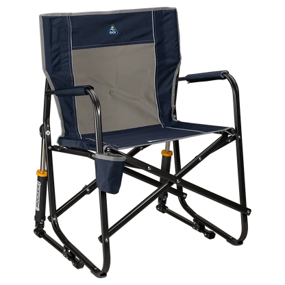 Premium All-Weather Freestyle Rocker - Choice 711 - Patented Spring-Action Rocking Chair for Camping - Indigo