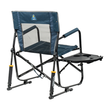 Luxury Camp Freestyle Rocker with Side Table - Choice 853 - Patented Spring-Action Rocking Chair for Camping Detail
