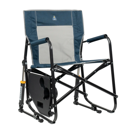 Luxury Camp Freestyle Rocker with Side Table - Choice 853 - Patented Spring-Action Rocking Chair for Camping Detail