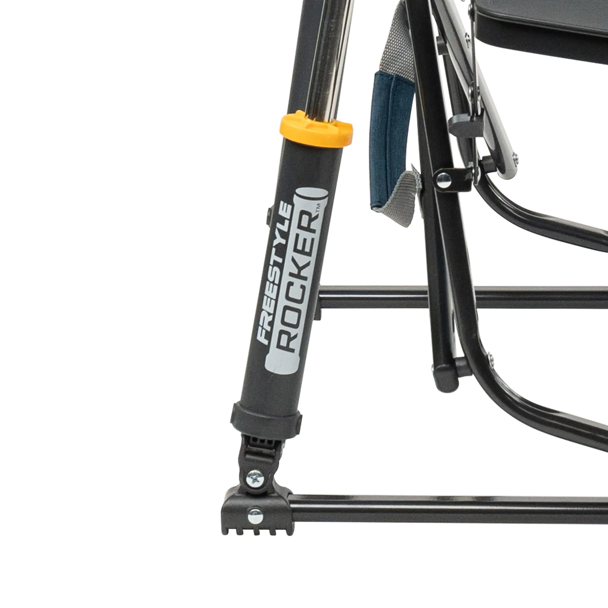 Luxury Camp Freestyle Rocker with Side Table - Choice 853 - Patented Spring-Action Rocking Chair for Camping Detail