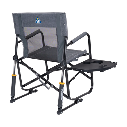 Luxury Camp Freestyle Rocker with Side Table - Choice 853 - Patented Spring-Action Rocking Chair for Camping Detail