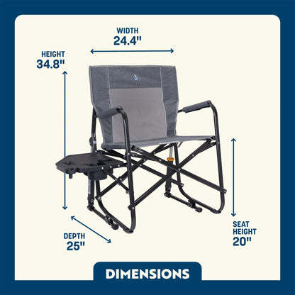 Luxury Camp Freestyle Rocker with Side Table - Choice 853 - Patented Spring-Action Rocking Chair for Camping Detail