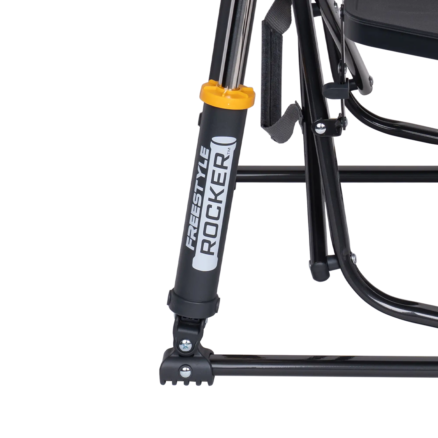 Luxury Camp Freestyle Rocker with Side Table - Choice 853 - Patented Spring-Action Rocking Chair for Camping Detail