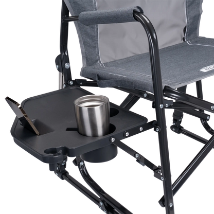 Luxury Camp Freestyle Rocker with Side Table - Choice 853 - Patented Spring-Action Rocking Chair for Camping Detail