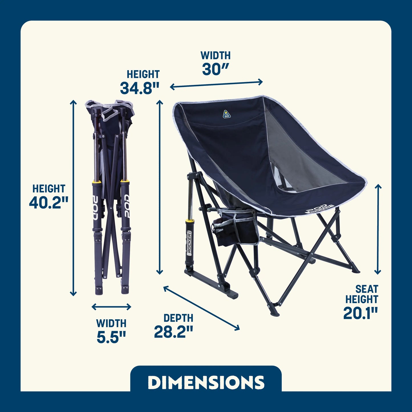 Patented Spring-Action Pod Rocker - Choice 933 - RoadTrip Rocker Smooth Motion Camp Chair Detail