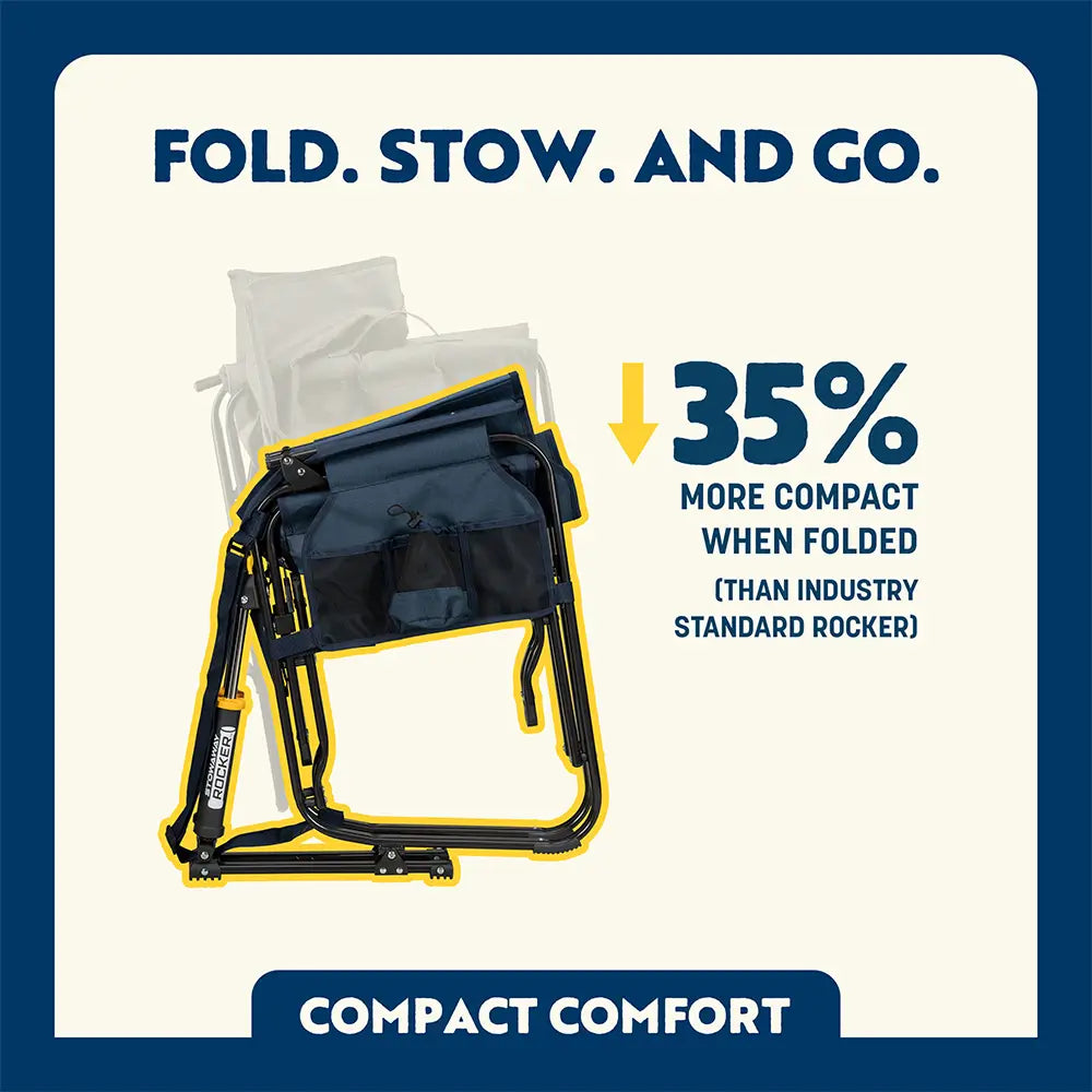 Lightweight Messenger Stowaway Rocker - Choice 794 - Premium Slim-Fold Compact Chair with Messenger Bag Detail