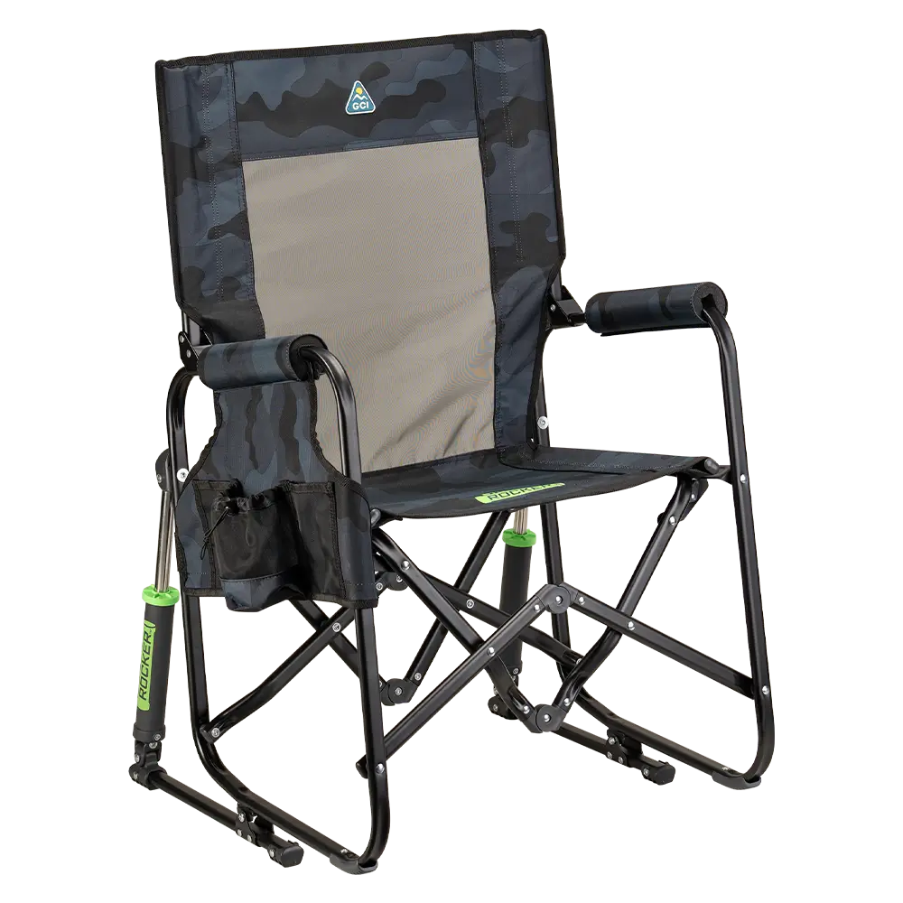 Lightweight Messenger Stowaway Rocker - Choice 794 - Premium Slim-Fold Compact Chair with Messenger Bag - Stealth Camo