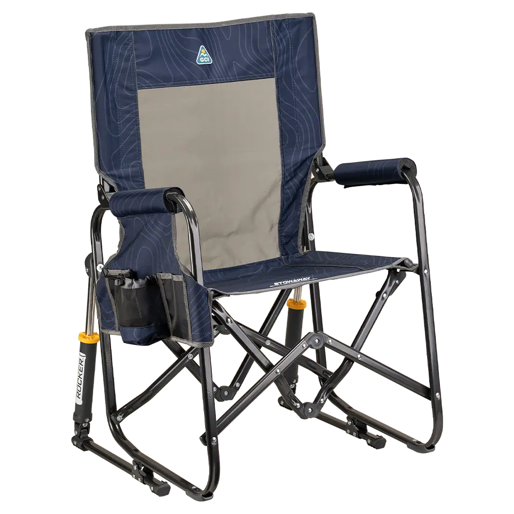 Lightweight Messenger Stowaway Rocker - Choice 794 - Premium Slim-Fold Compact Chair with Messenger Bag - Navy Topo