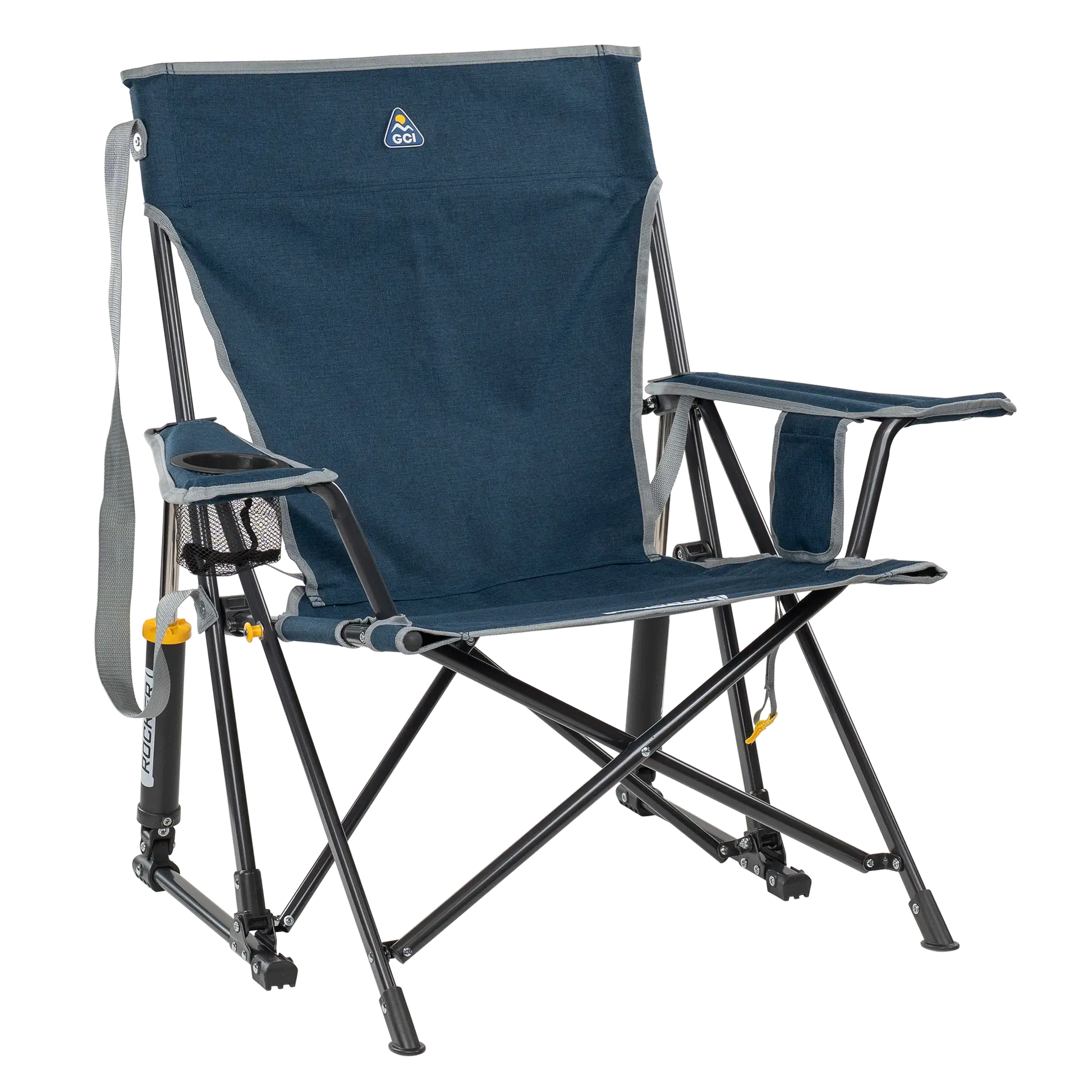 Heavy-Duty Freestyle Kickback Rocker - Choice 345 - Freestyle Rocker Portable Outdoor Folding Chair - Heathered Indigo