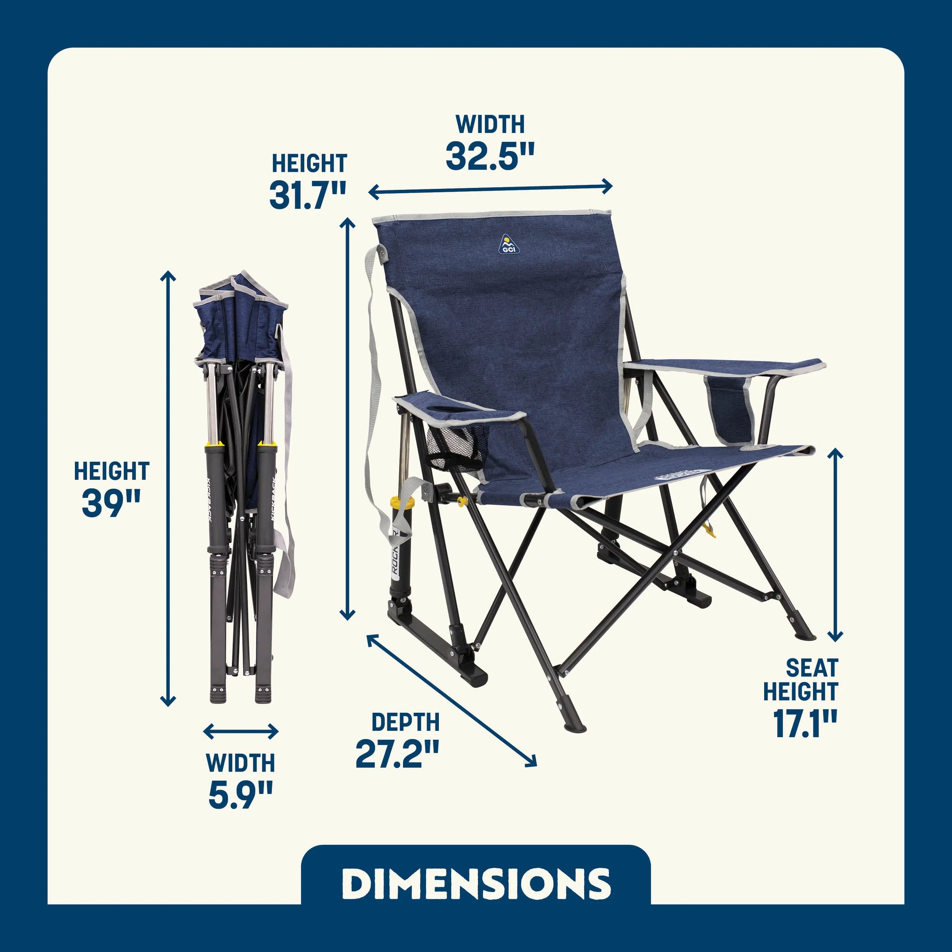Heavy-Duty Freestyle Kickback Rocker - Choice 345 - Freestyle Rocker Portable Outdoor Folding Chair Detail