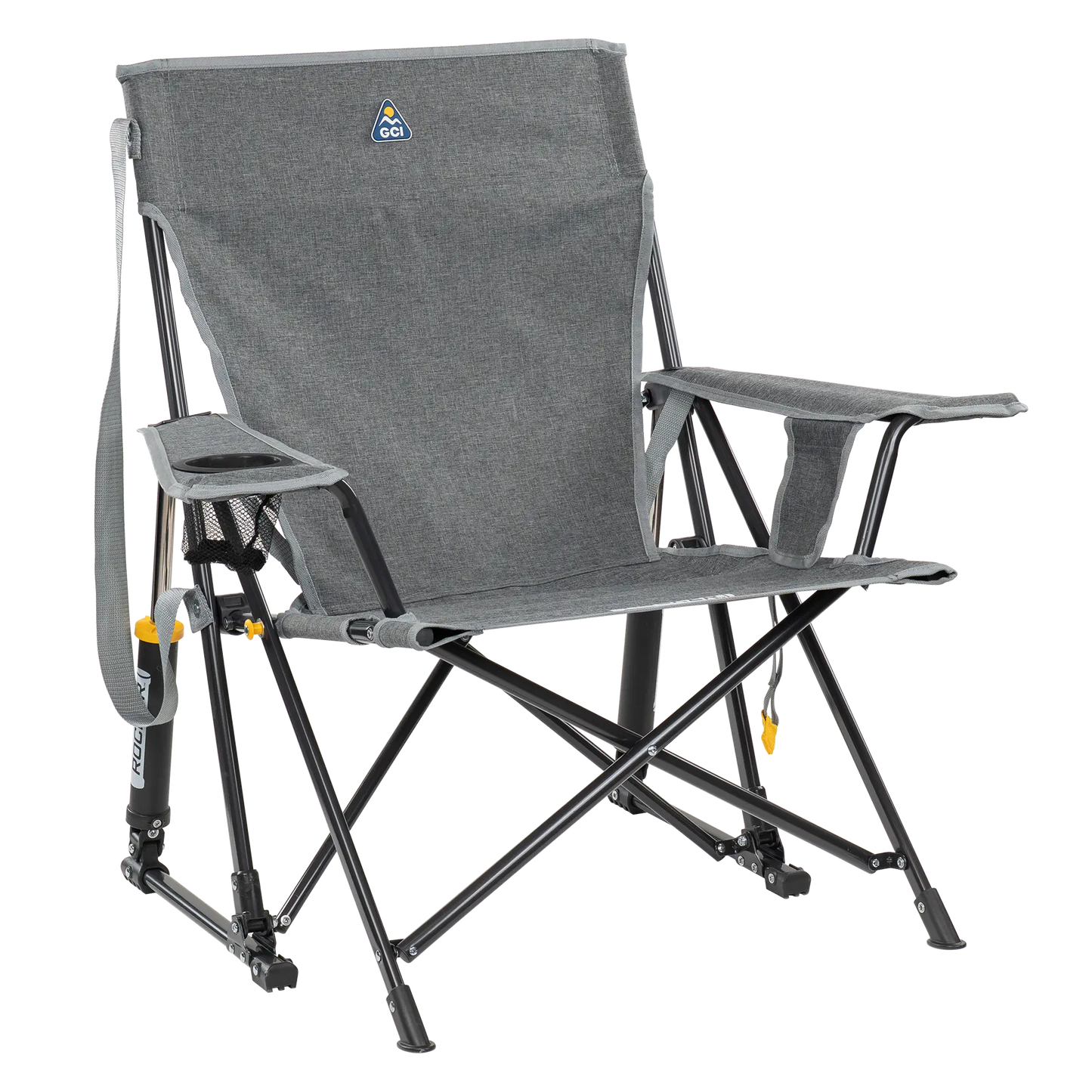 Heavy-Duty Freestyle Kickback Rocker - Choice 345 - Freestyle Rocker Portable Outdoor Folding Chair - Heathered Pewter