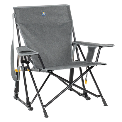 Heavy-Duty Freestyle Kickback Rocker - Choice 345 - Freestyle Rocker Portable Outdoor Folding Chair - Heathered Pewter