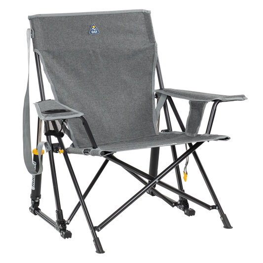 Heavy-Duty Freestyle Kickback Rocker - Choice 345 - Freestyle Rocker Portable Outdoor Folding Chair - Heathered Pewter