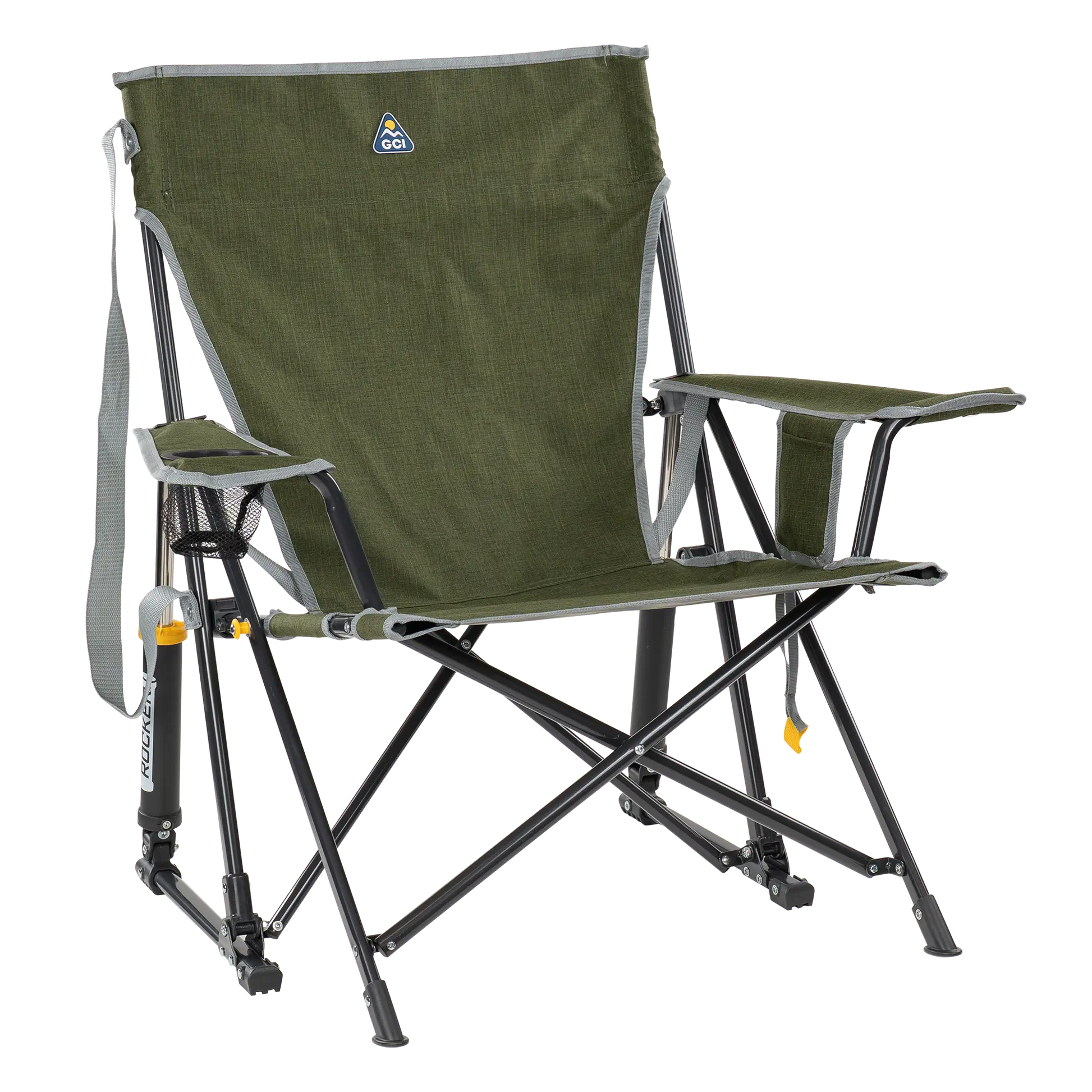 Heavy-Duty Freestyle Kickback Rocker - Choice 345 - Freestyle Rocker Portable Outdoor Folding Chair - Heathered Loden