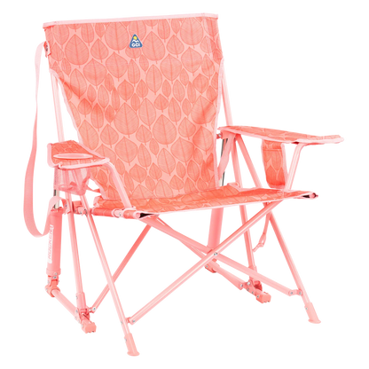 Heavy-Duty Freestyle Kickback Rocker - Choice 345 - Freestyle Rocker Portable Outdoor Folding Chair - Soft Pink Leaf