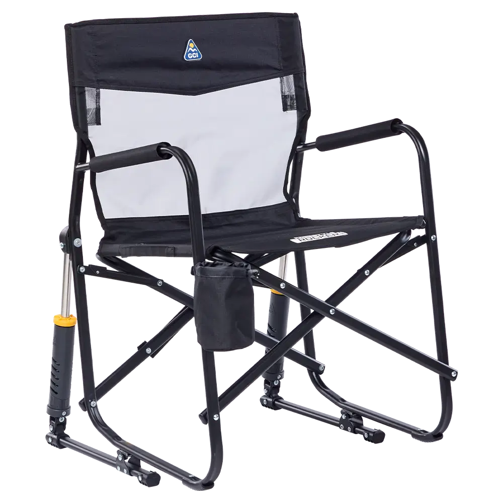 Premium All-Weather Freestyle Rocker Elite - Choice 460 - Patented Spring-Action Rocking Chair for Camping - Black