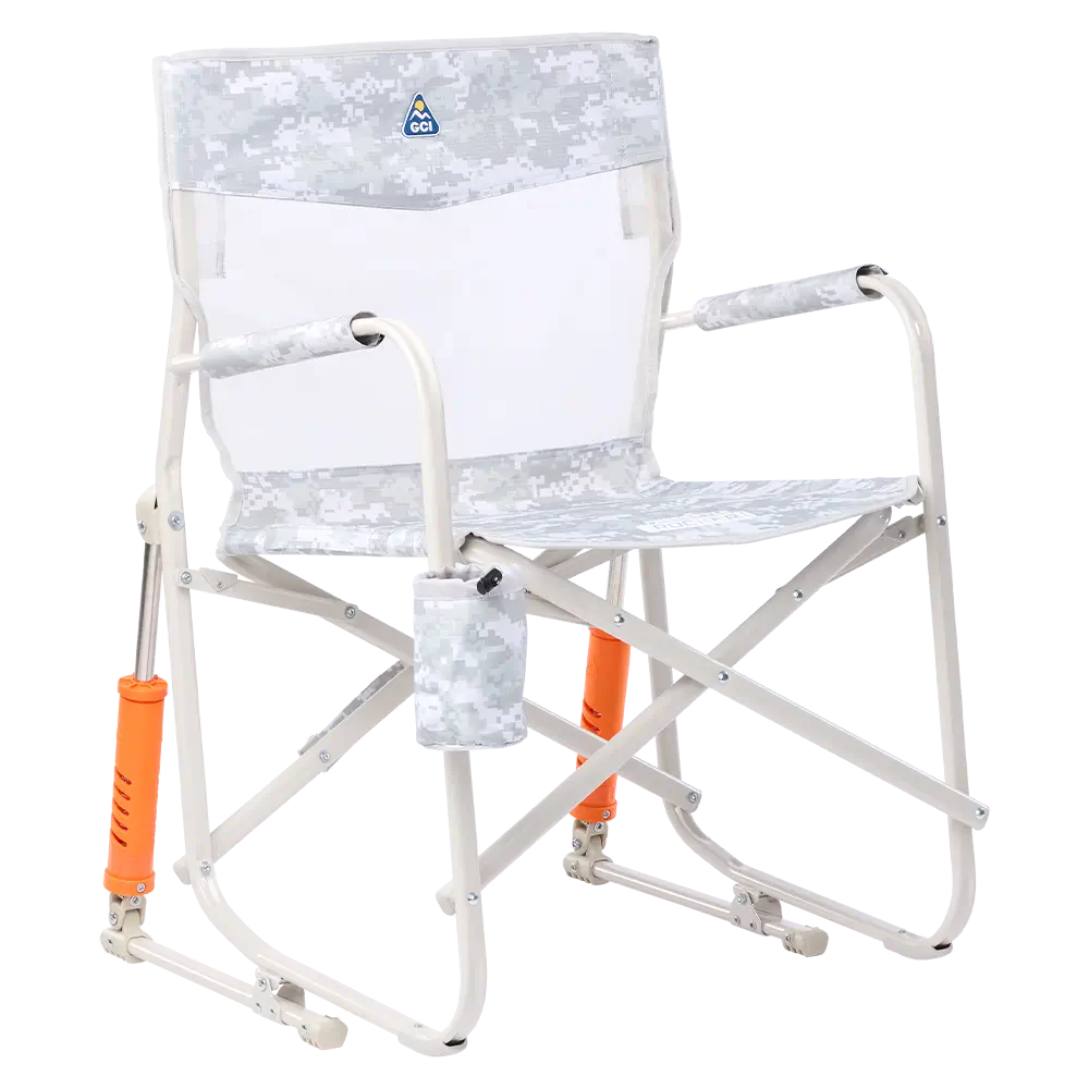 Premium All-Weather Freestyle Rocker Elite - Choice 460 - Patented Spring-Action Rocking Chair for Camping - Snow Camo