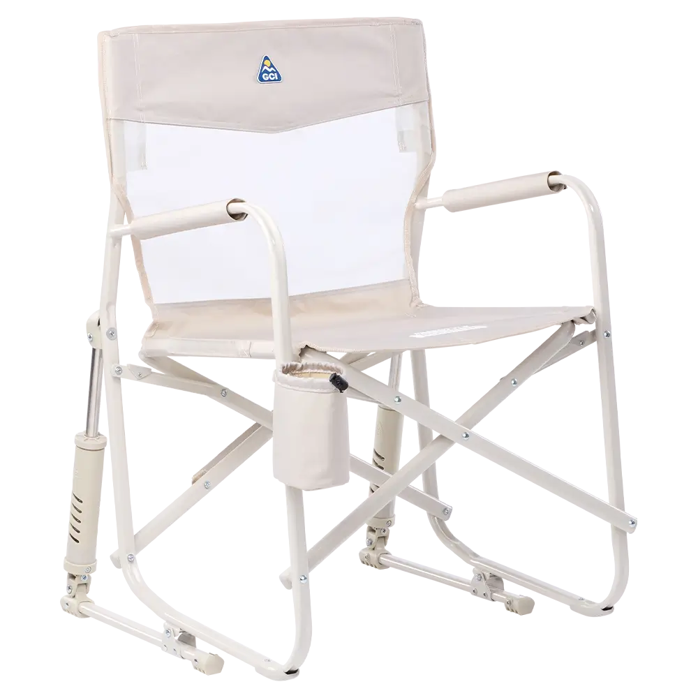 Premium All-Weather Freestyle Rocker Elite - Choice 460 - Patented Spring-Action Rocking Chair for Camping - Soft Neutral