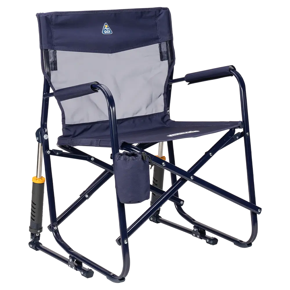 Premium All-Weather Freestyle Rocker Elite - Choice 460 - Patented Spring-Action Rocking Chair for Camping - Rich Blue