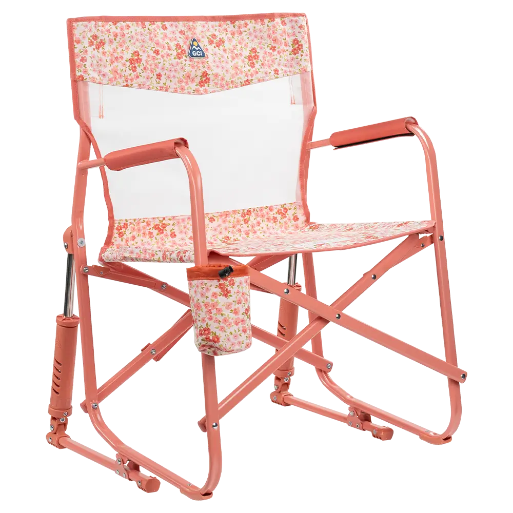 Premium All-Weather Freestyle Rocker Elite - Choice 460 - Patented Spring-Action Rocking Chair for Camping - Pink Sundress
