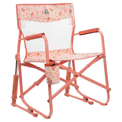 Premium All-Weather Freestyle Rocker Elite - Choice 460 - Patented Spring-Action Rocking Chair for Camping - Pink Sundress
