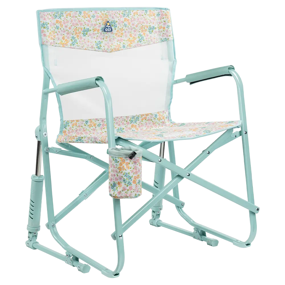Premium All-Weather Freestyle Rocker Elite - Choice 460 - Patented Spring-Action Rocking Chair for Camping - Teal Sundress