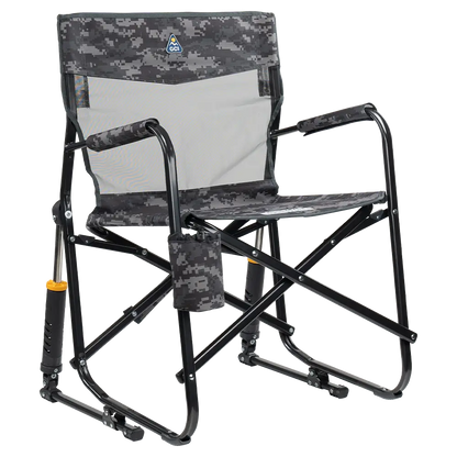 Premium All-Weather Freestyle Rocker Elite - Choice 460 - Patented Spring-Action Rocking Chair for Camping - Cool Gray Camo