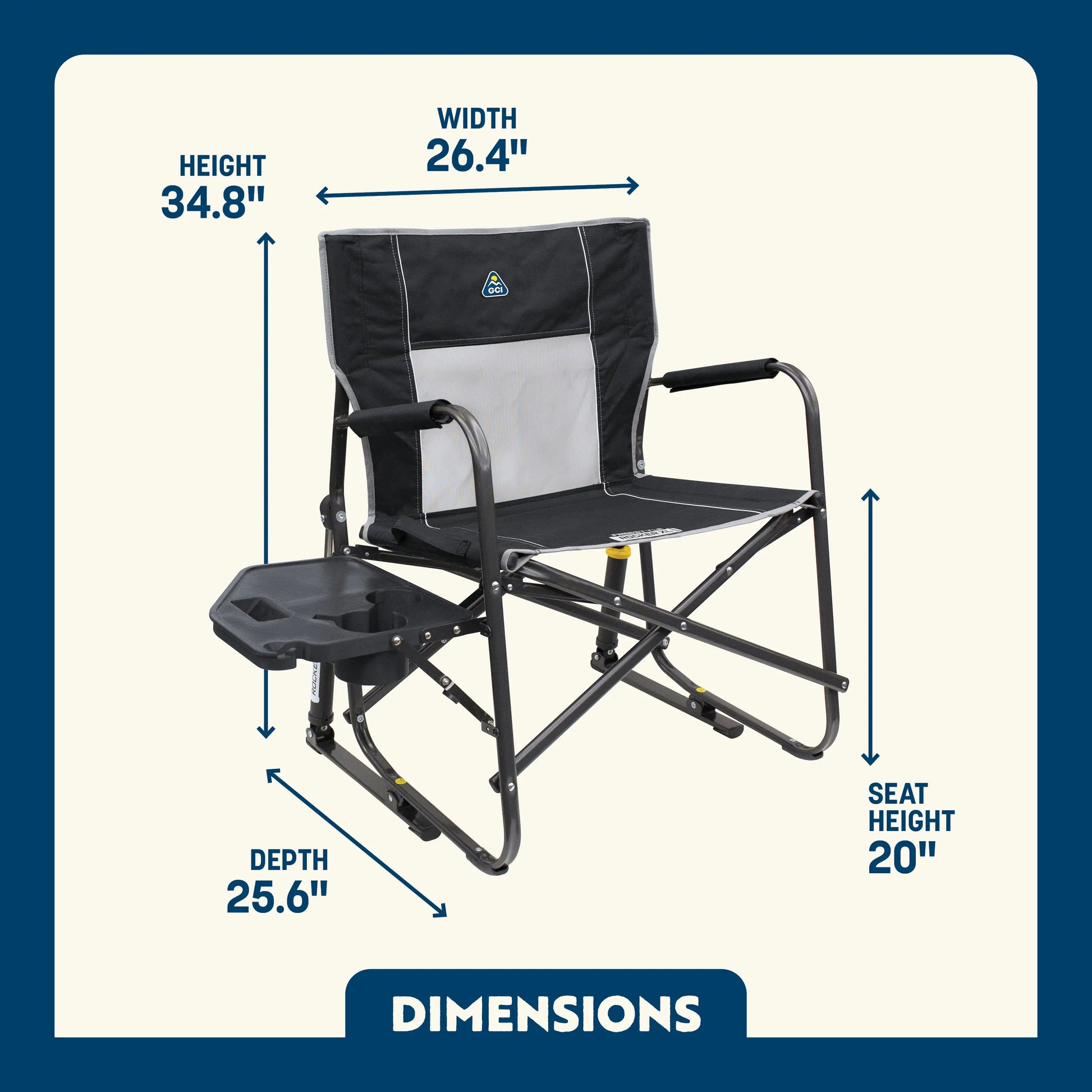 Heavy-Duty Freestyle Freestyle Rocker XL with Side Table - Choice 836 - Patented Spring-Action Rocking Chair for Camping Detail