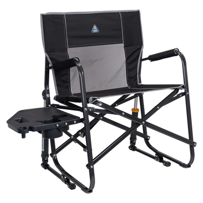 Heavy-Duty Freestyle Freestyle Rocker XL with Side Table - Choice 836 - Patented Spring-Action Rocking Chair for Camping - Black