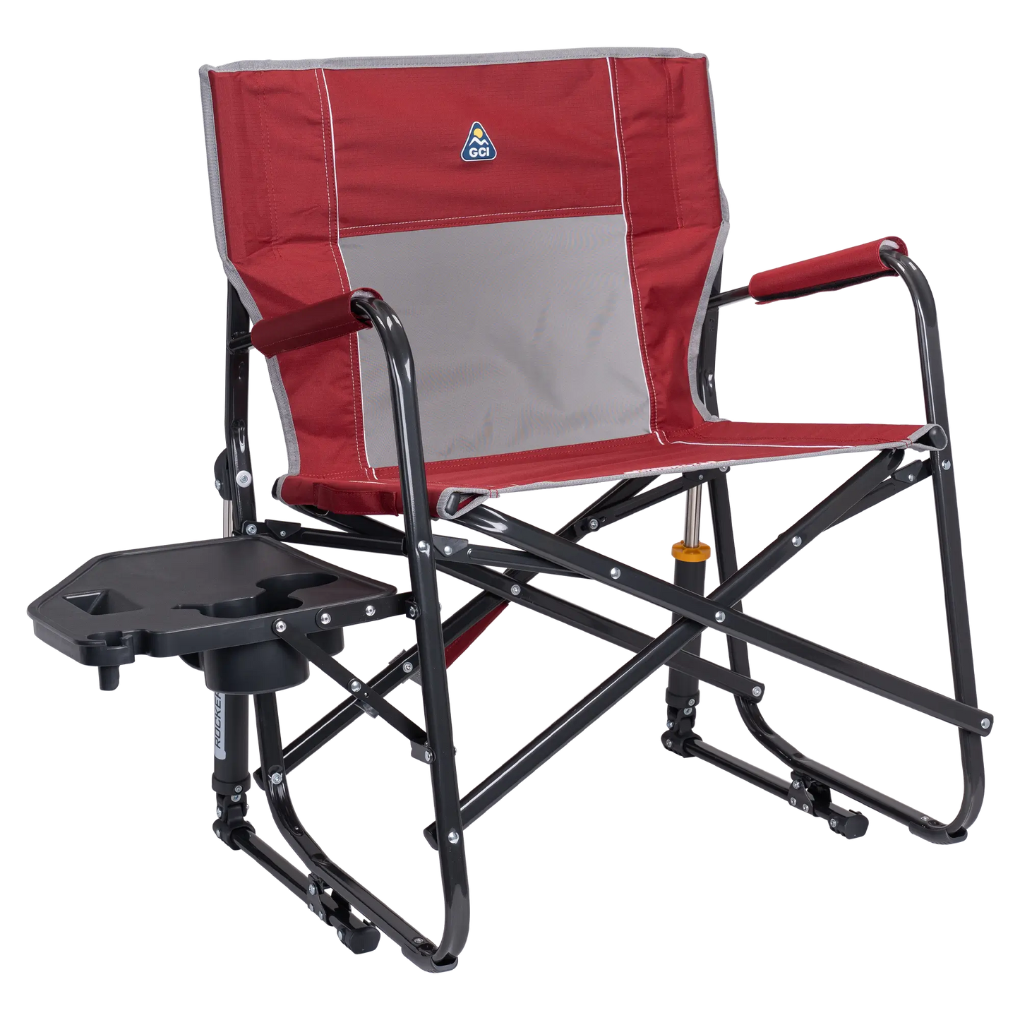 Heavy-Duty Freestyle Freestyle Rocker XL with Side Table - Choice 836 - Patented Spring-Action Rocking Chair for Camping - Cinnamon
