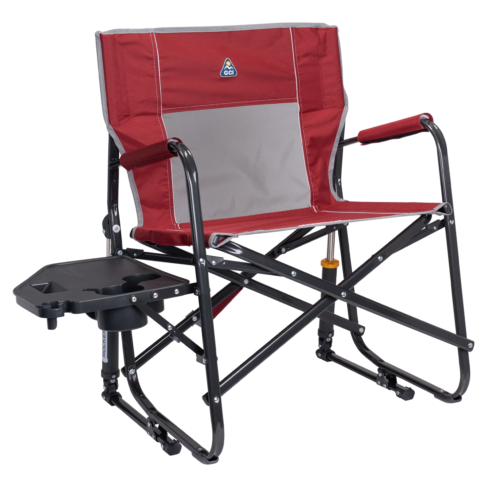 Heavy-Duty Freestyle Freestyle Rocker XL with Side Table - Choice 836 - Patented Spring-Action Rocking Chair for Camping - Cinnamon